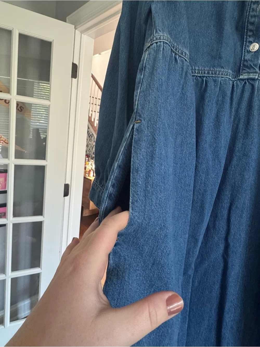Anthropologie Seen Worn Kept Long-Sleeve Denim Midi Dress - Picture 5 of 9